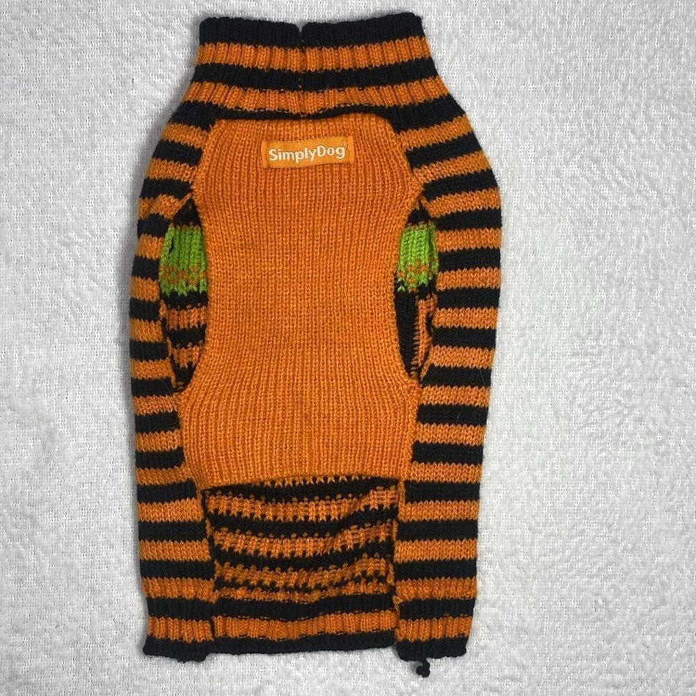 Striped Pumpkin Knit Dog Sweater Simply Dog - Picture 6 of 8